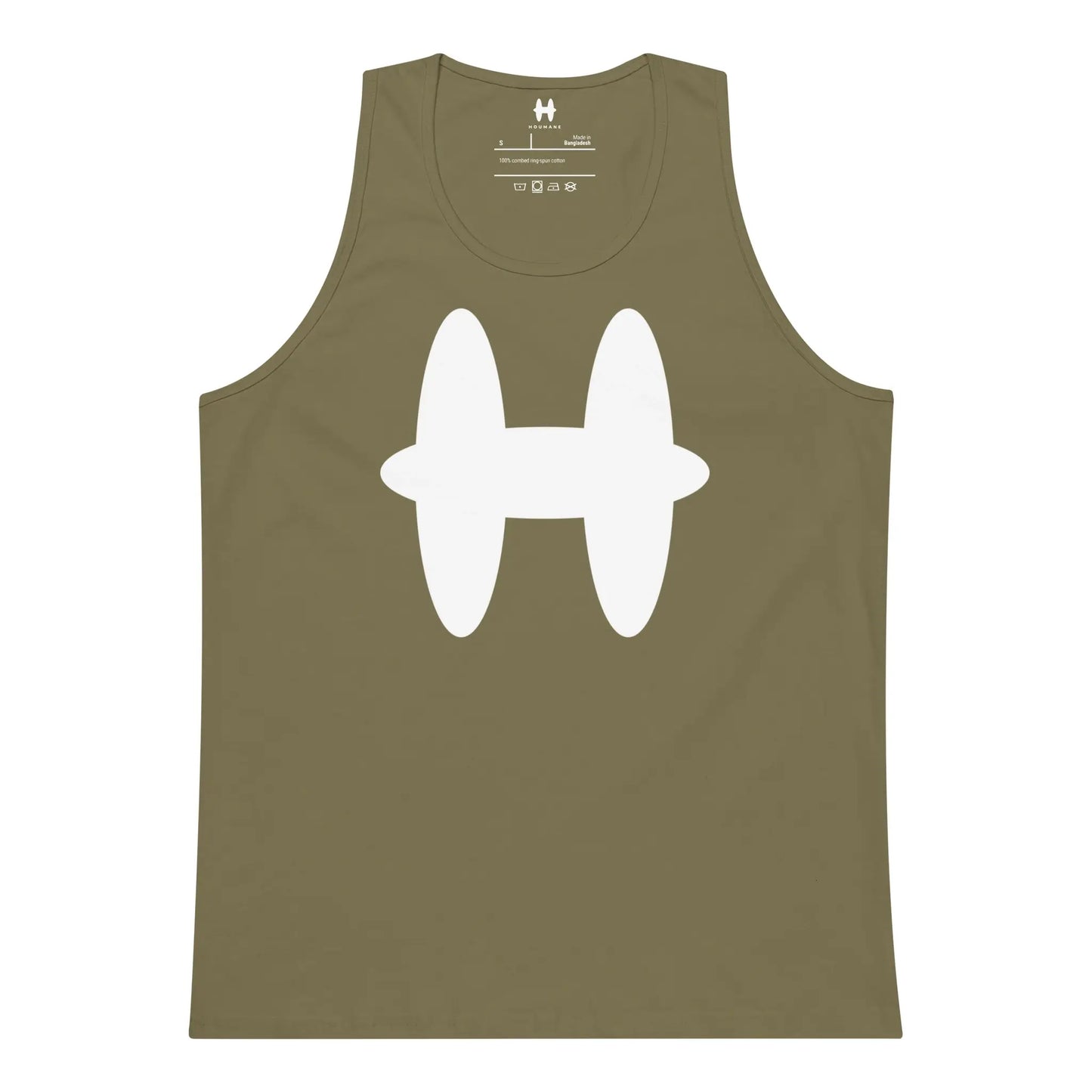 Tank Top in Military Green, white H logo on chest.