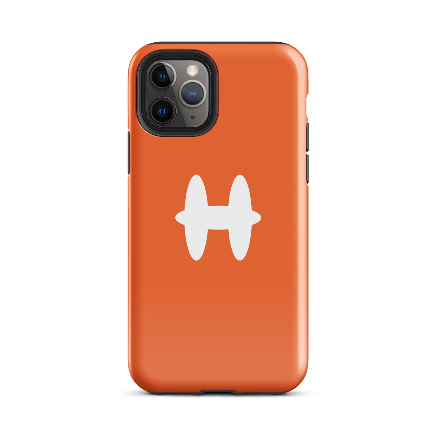 iPhone 11 Pro Case Orange, white H logo.