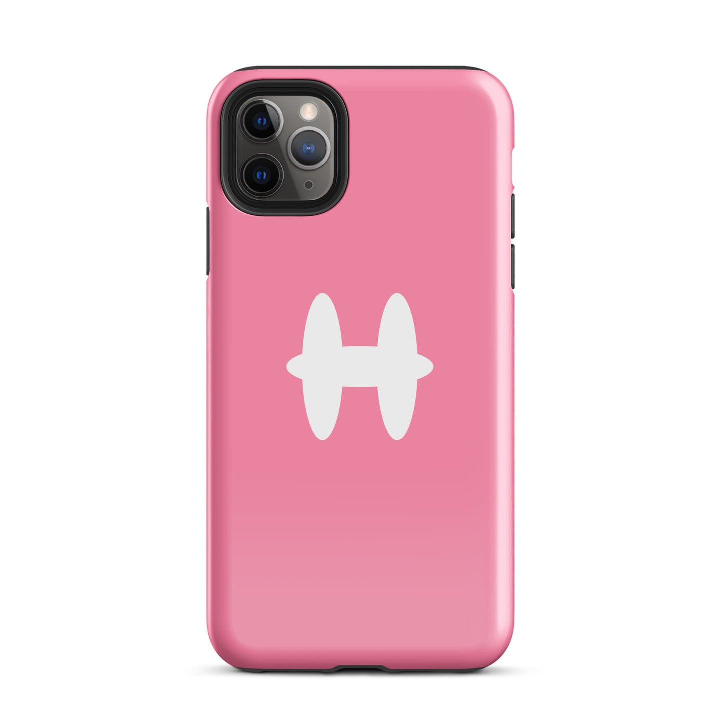 iPhone 11 Pro Max Case Pink, white H logo. 