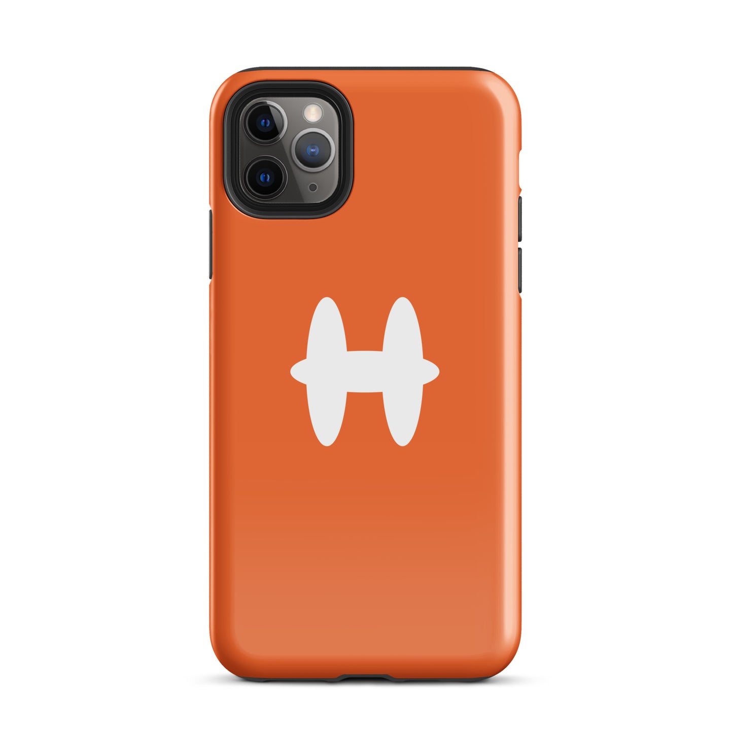 iPhone 11 Pro Max Case Orange, white H logo. 