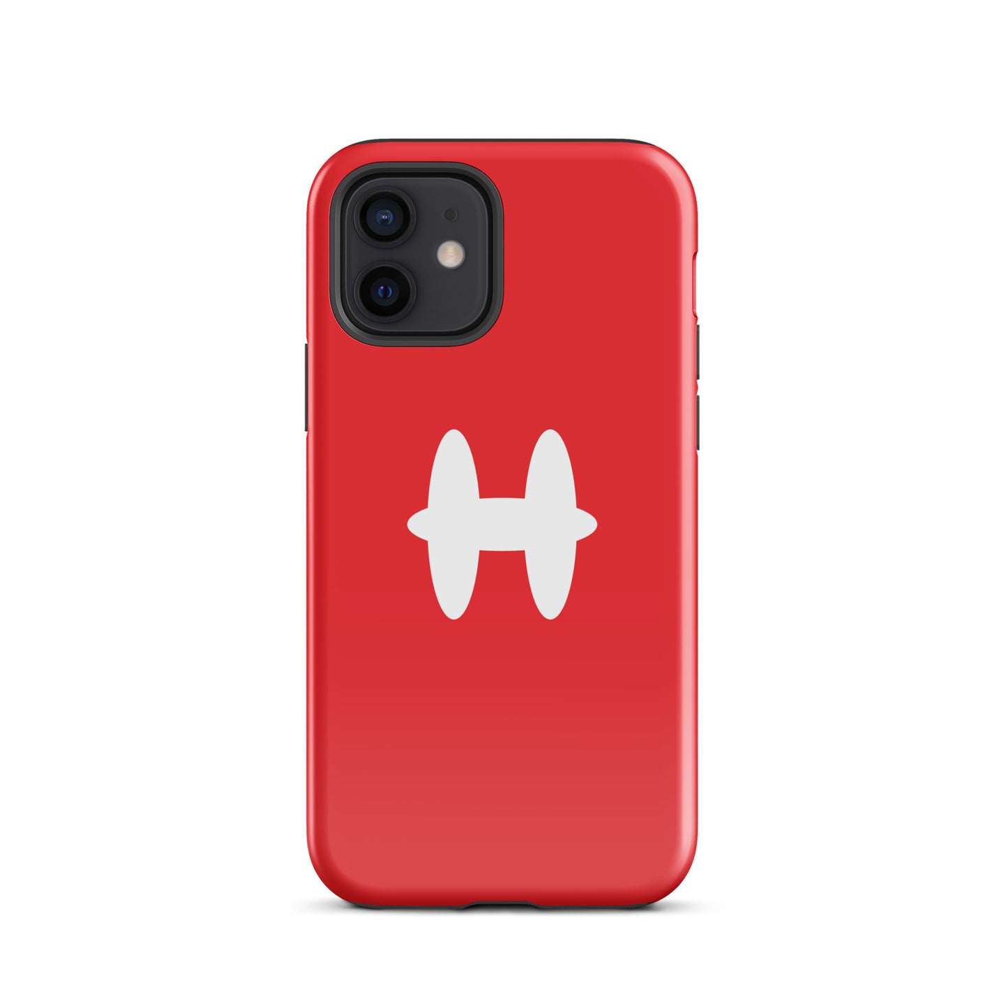 iPhone 12 Case Columbia Red, white H logo. 