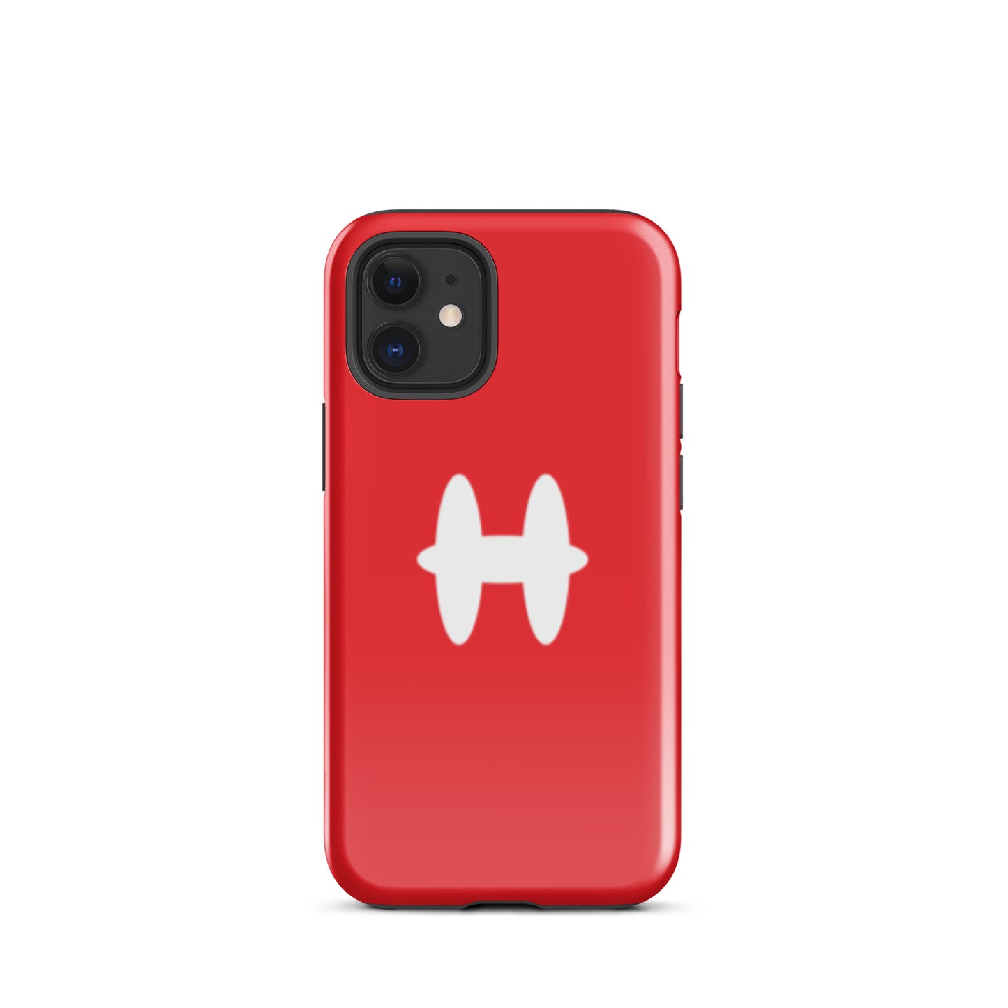 iPhone 12 mini Case Red, white H logo. 