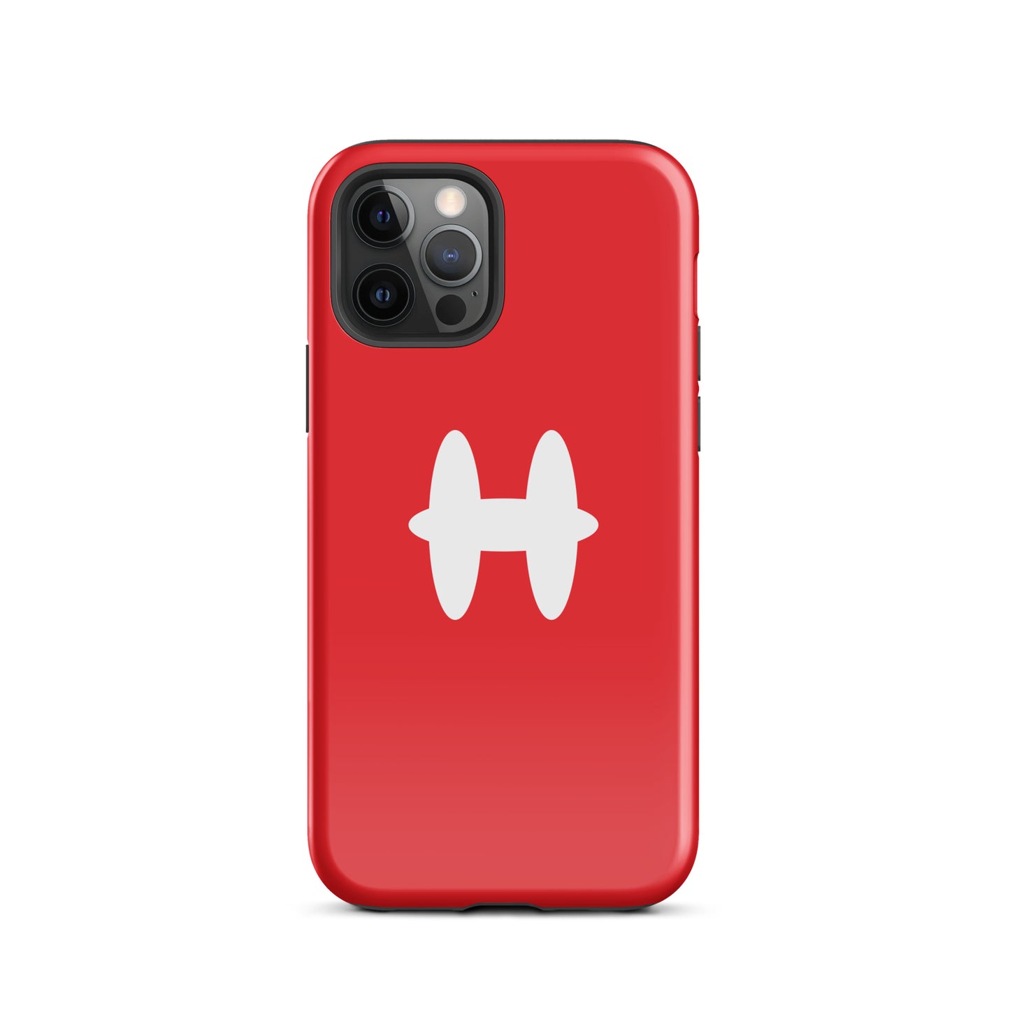iPhone 12 Pro Case Red, white H logo. 