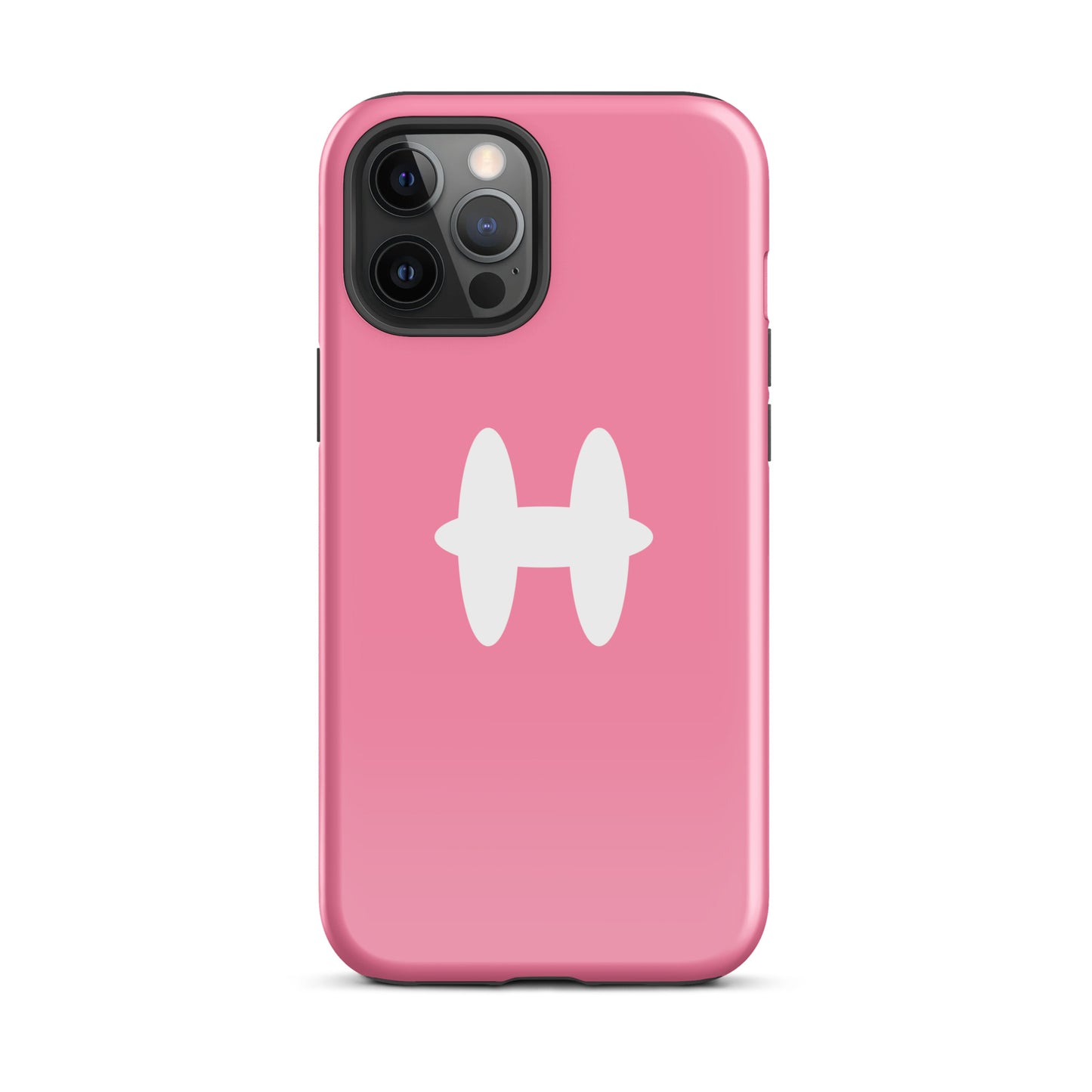 iPhone 12 Pro Max Case Pink, white H logo. 