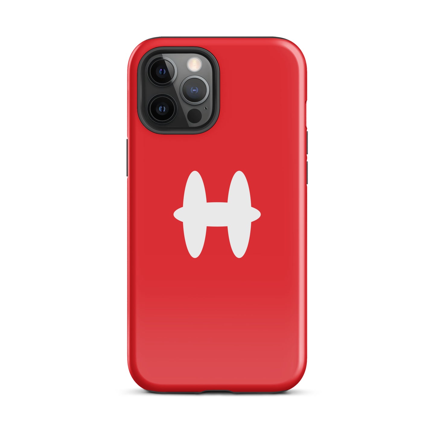 iPhone 12 Pro Max Case Red, white H logo. 