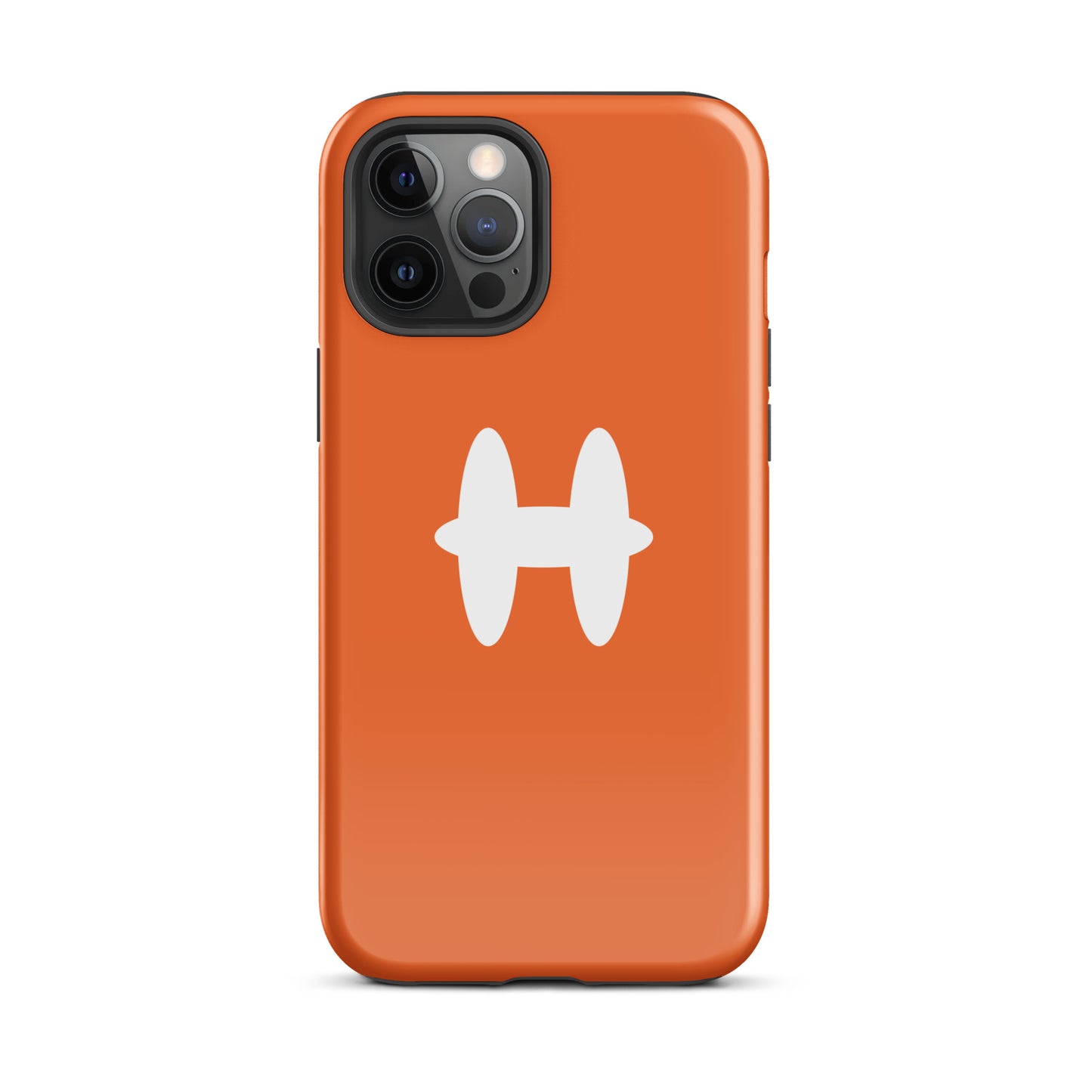 iPhone 12 Pro Max Case Orange, white H logo. 