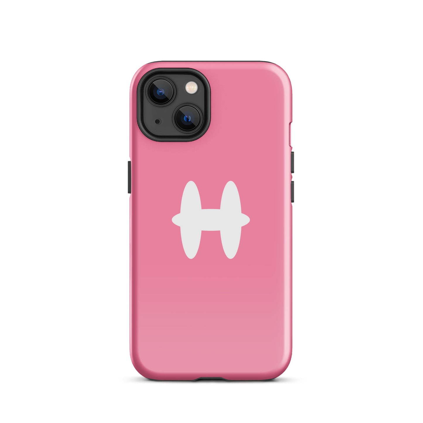 iPhone 13 Case Pink, white H logo. 