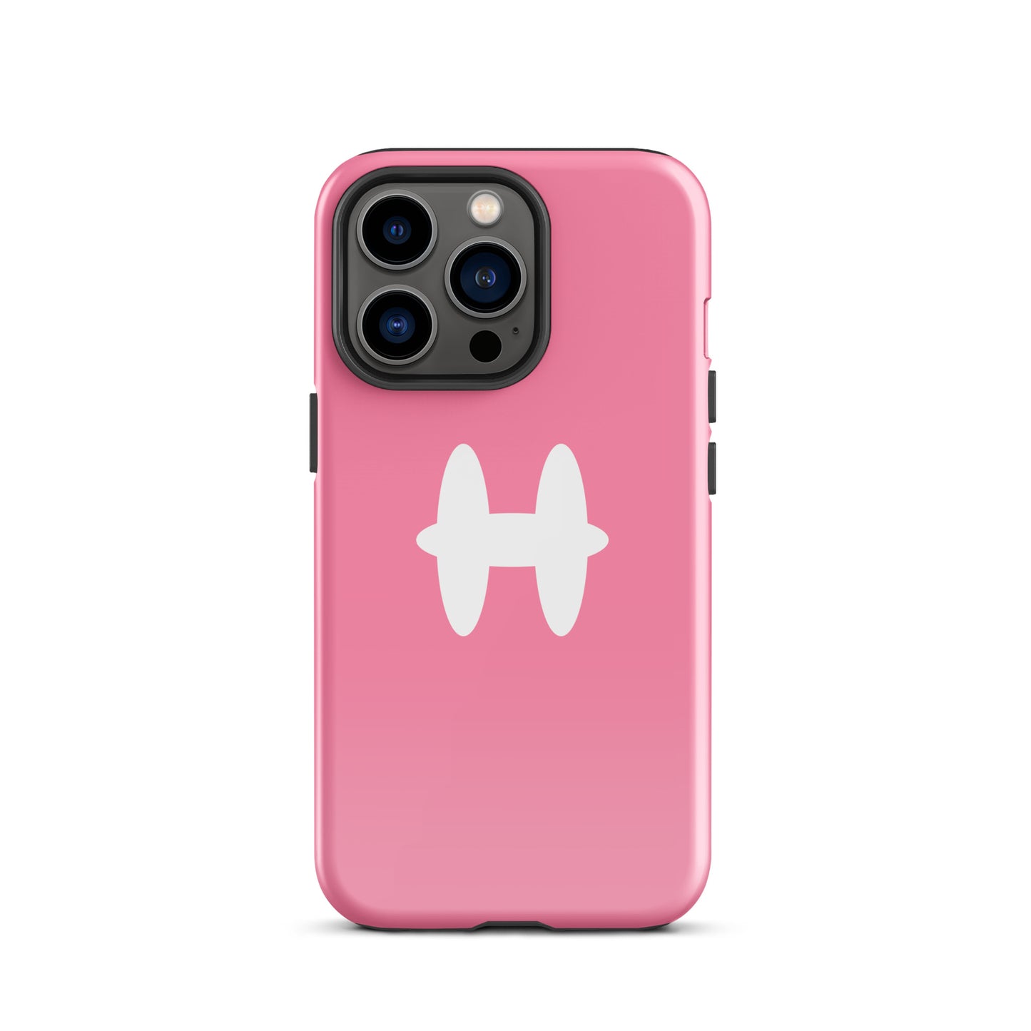 iPhone 13 Pro Case Pink, white H logo. 