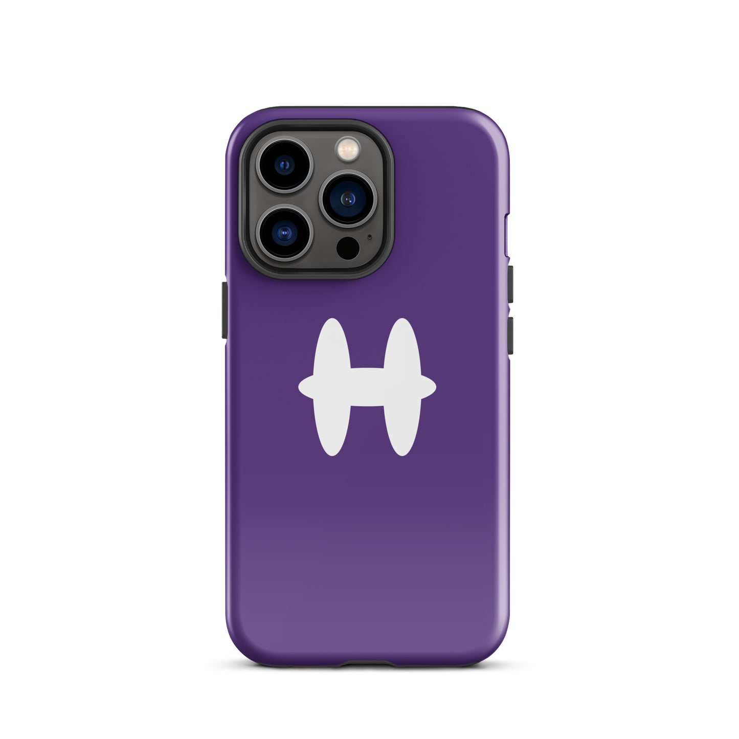 iPhone 13 Pro Case Purple, white H logo. 