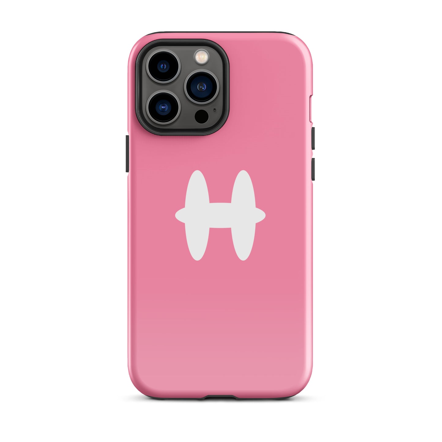 iPhone 13 Pro Max Case Pink, white H logo. 