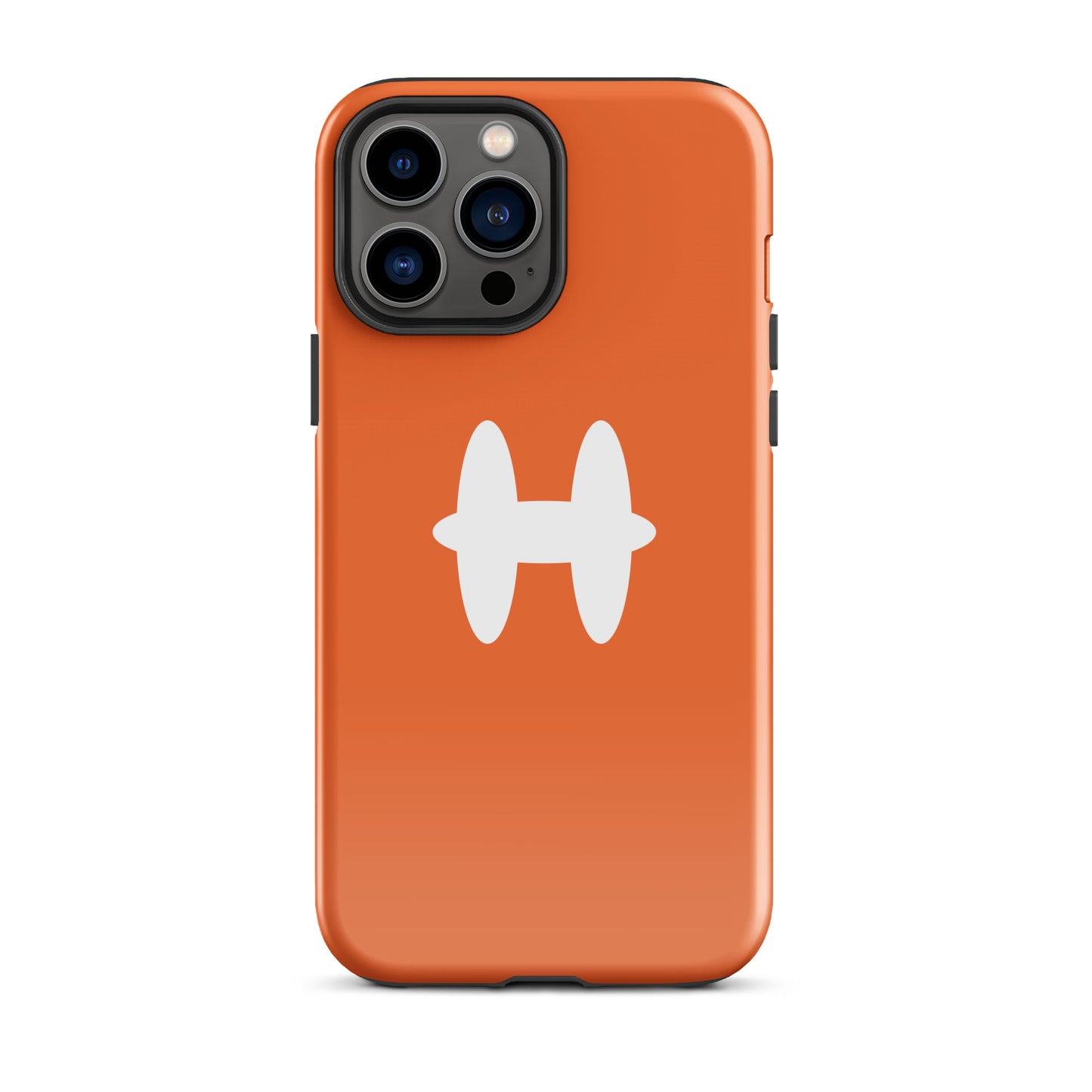 iPhone 13 Pro Max Case Orange, white H logo. 