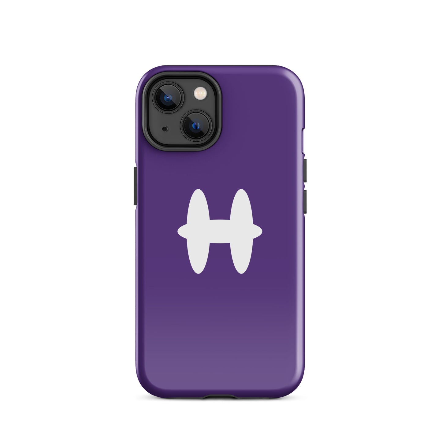 iPhone 14 Case Purple, white H logo. 