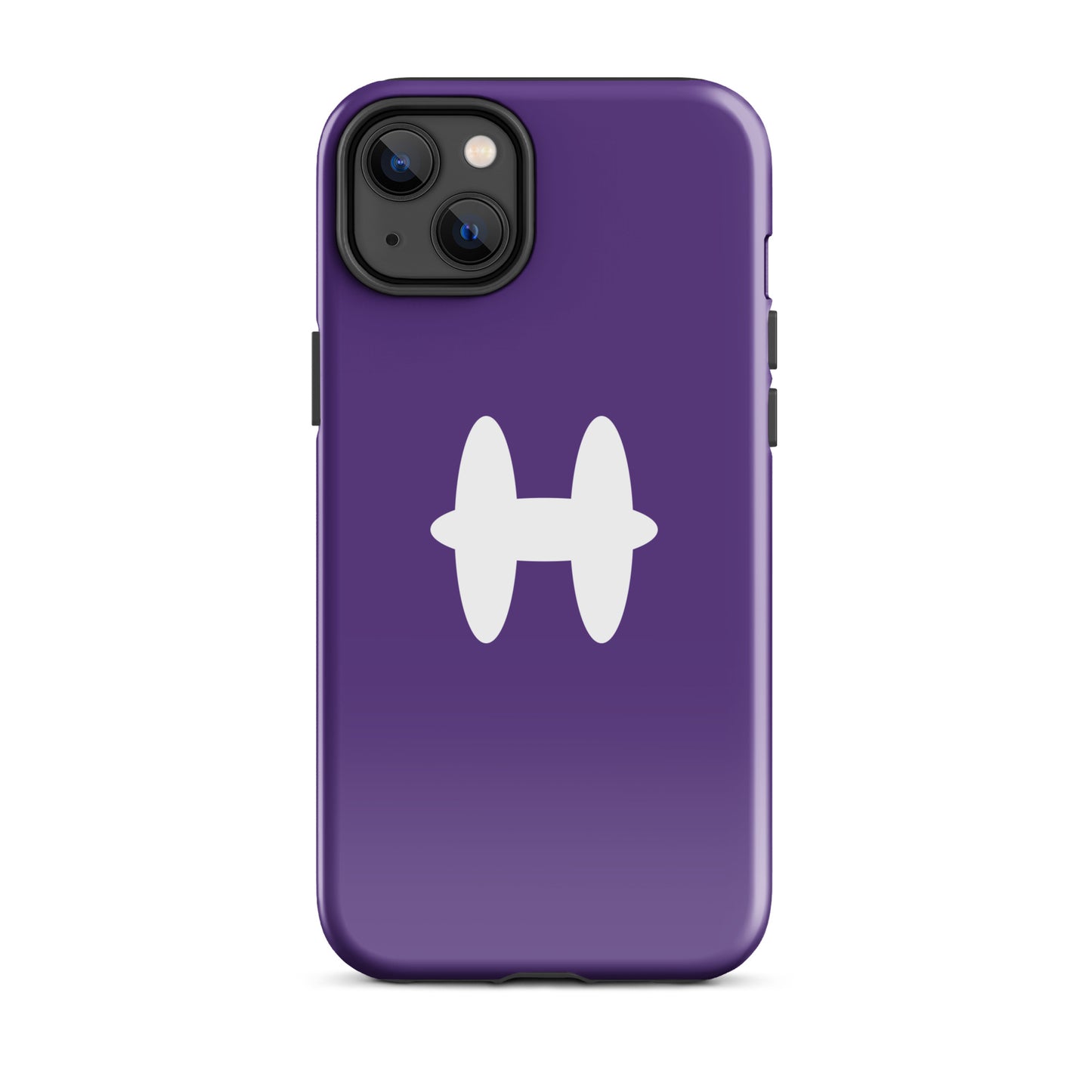 iPhone 14 Plus Case Purple, white H logo. 