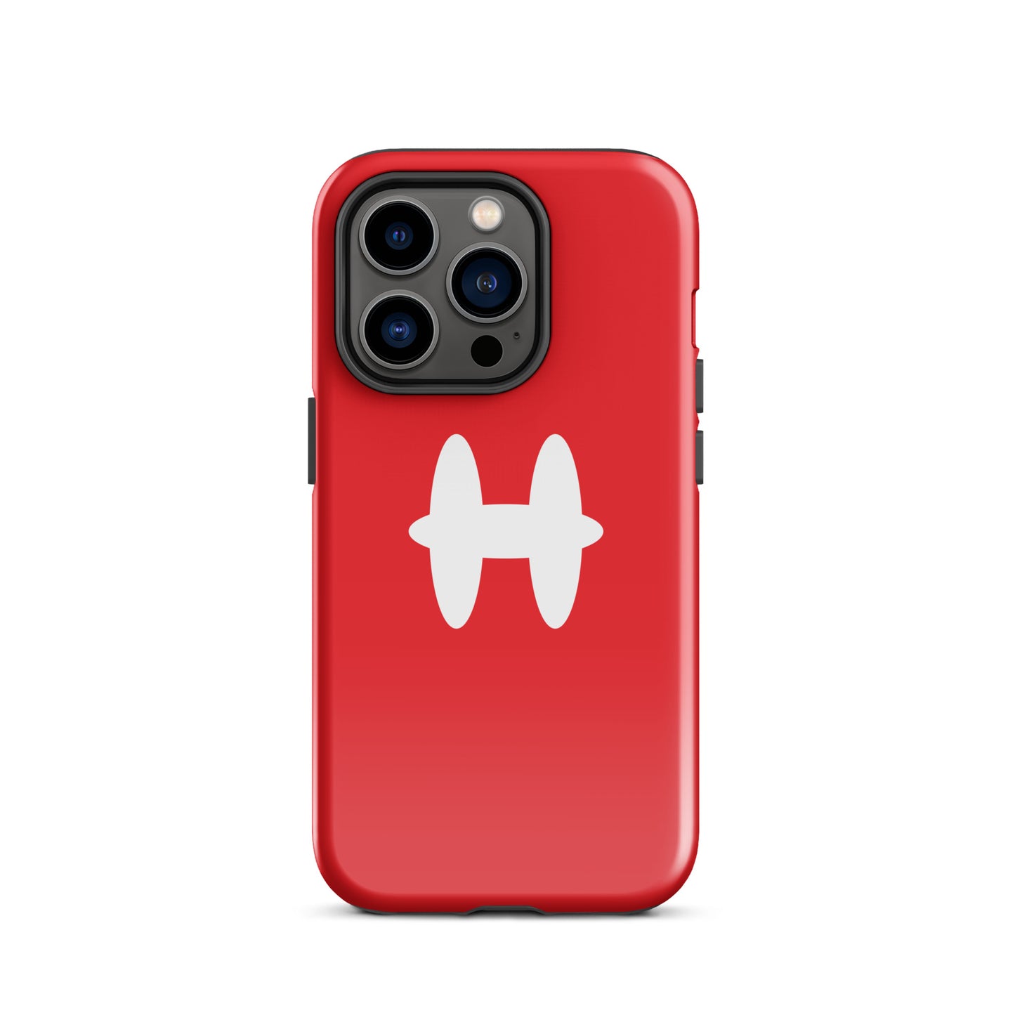 iPhone 14 Pro Case Red, white H logo. 