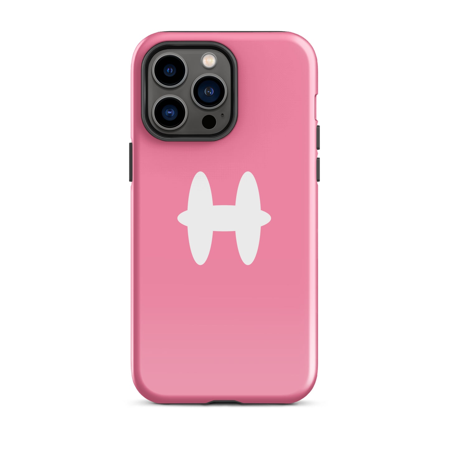 iPhone 14 Pro Max Case Pink, white H logo. 