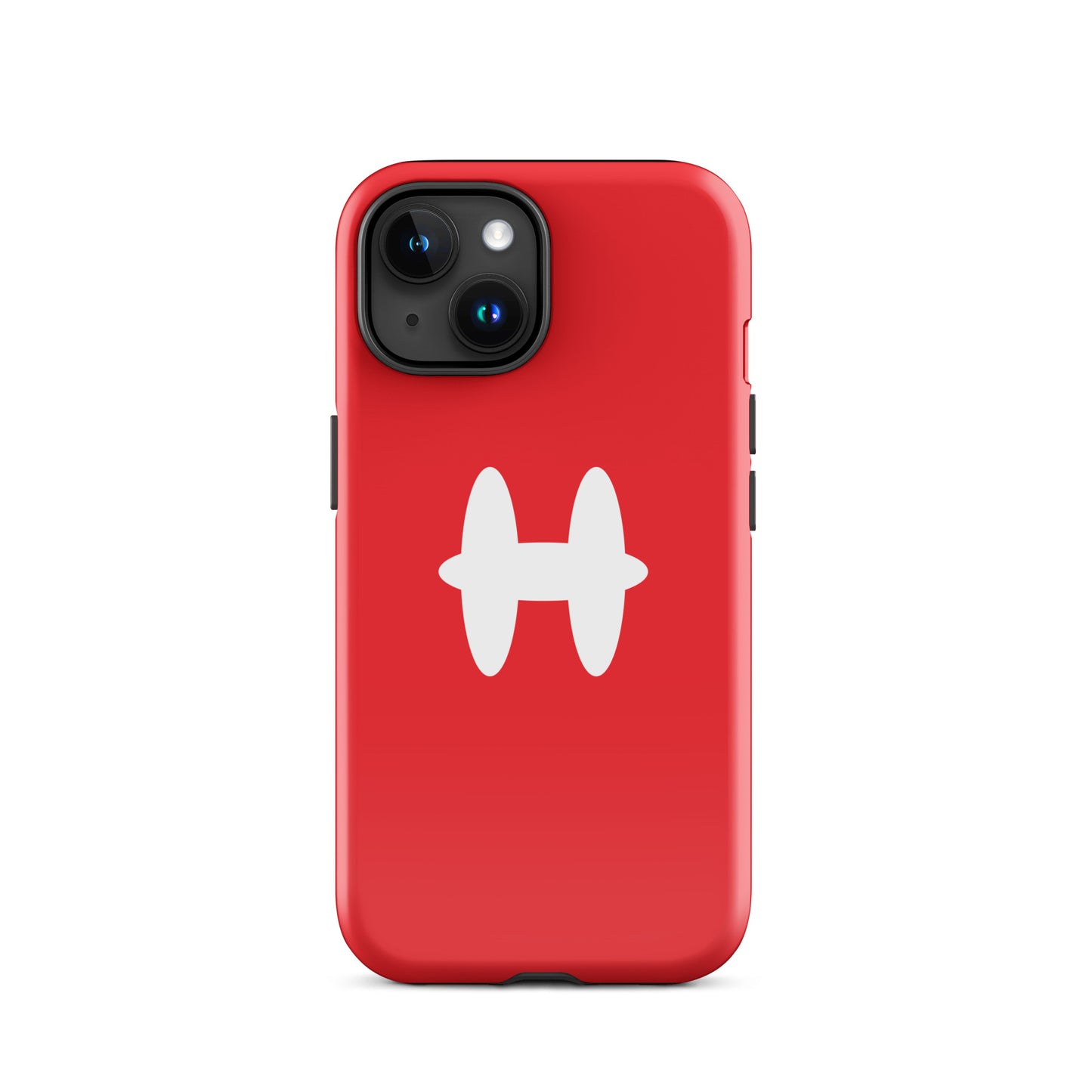 iPhone 15 Case Red, white H logo. 