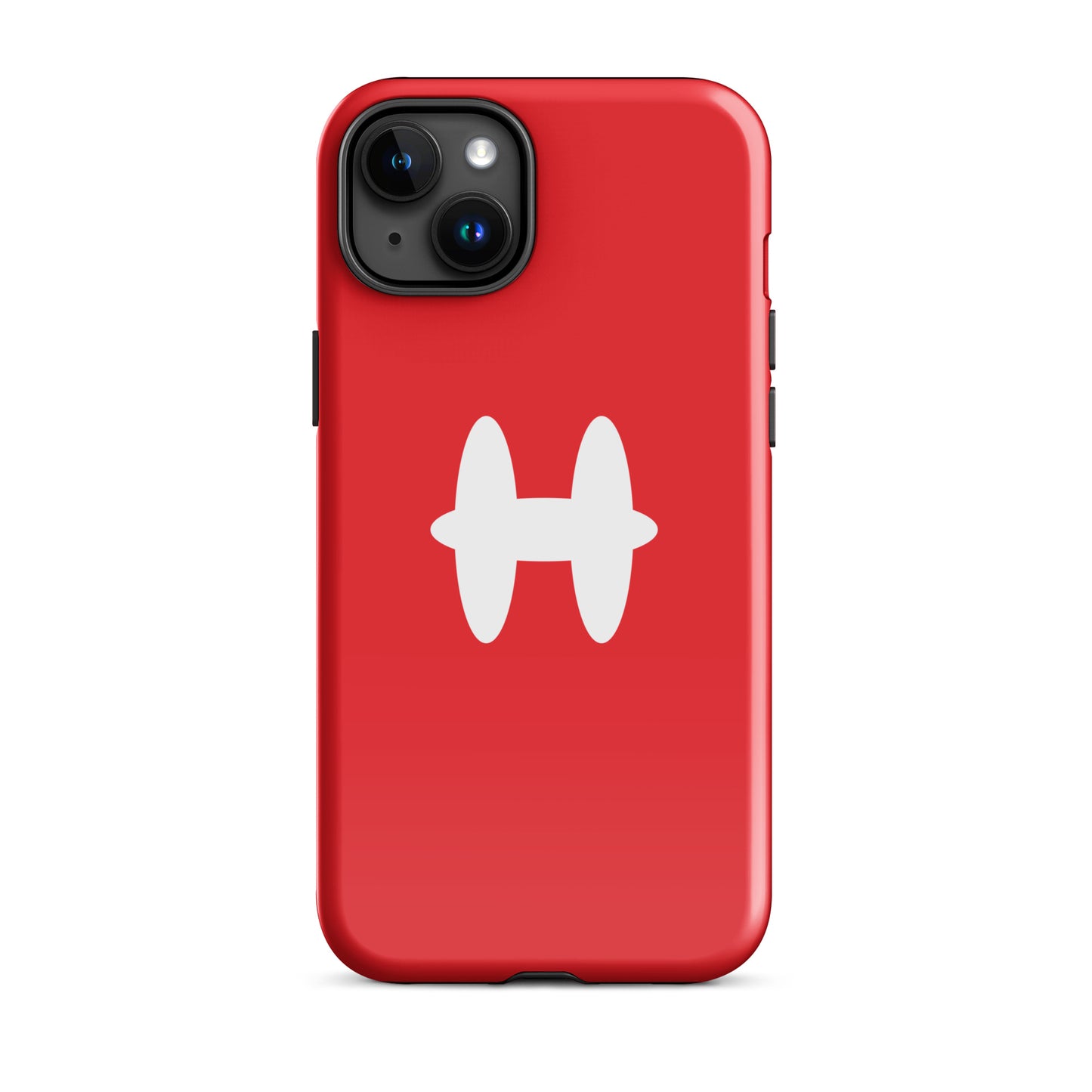 iPhone 15 Plus Case Red, white H logo. 