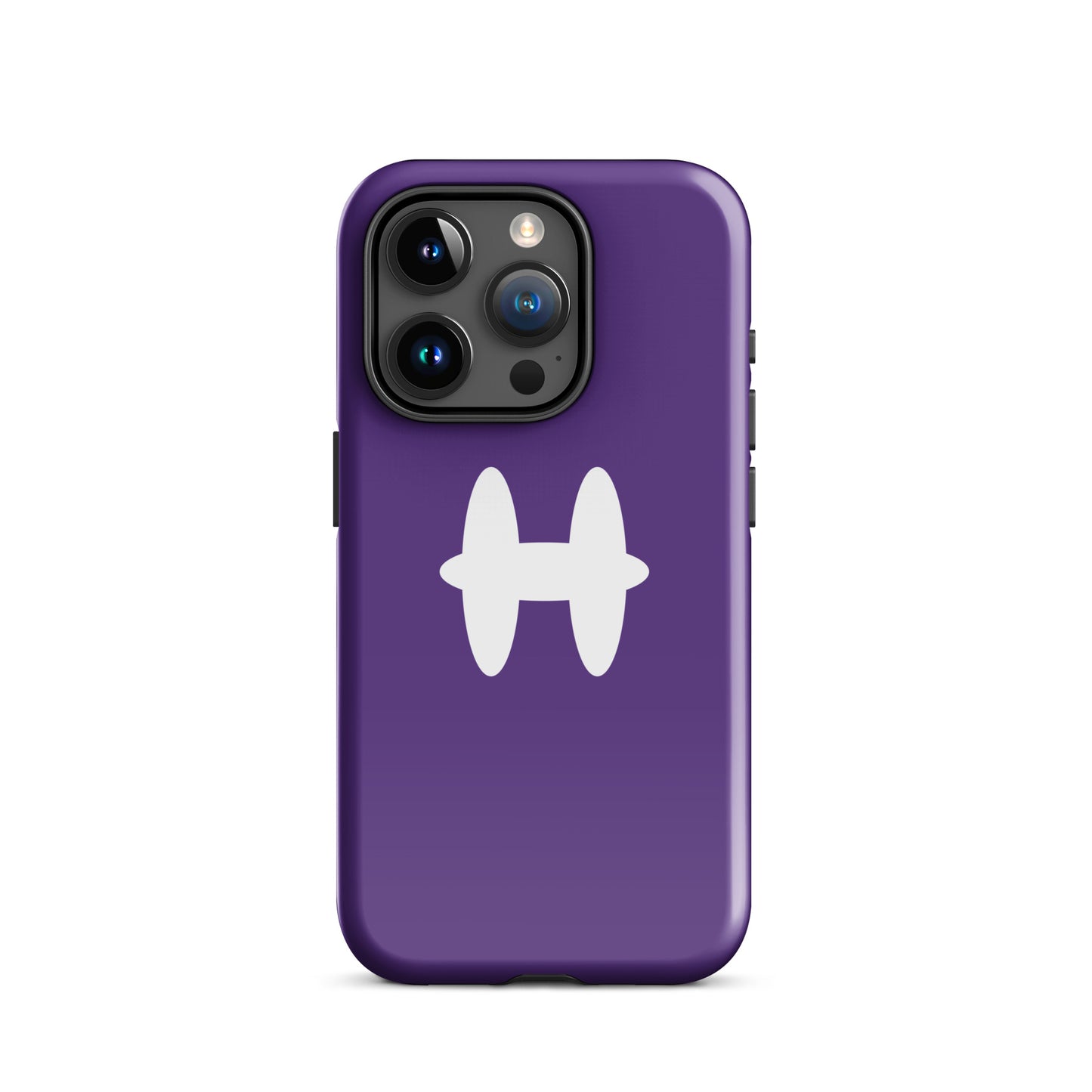 iPhone 15 Pro Case Purple, white H logo. 