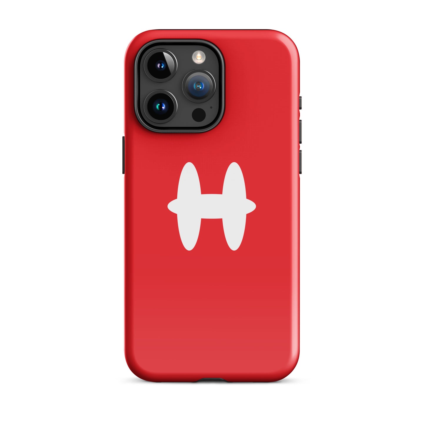 iPhone 15 Pro Max Case Red, white H logo. 